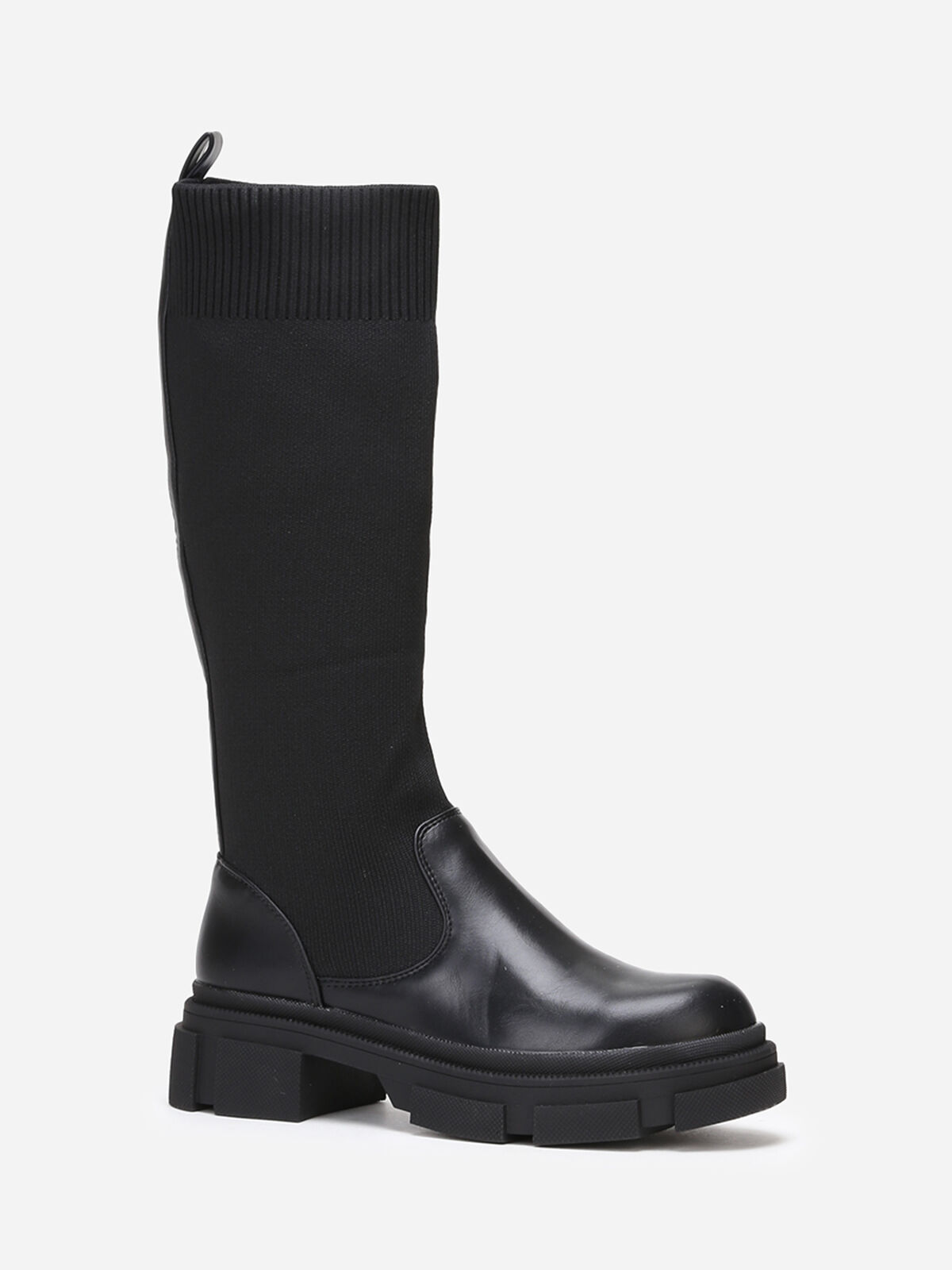 Bottes crantées style chaussettes- Noir