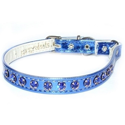 Coleira azul de cristal para gatos