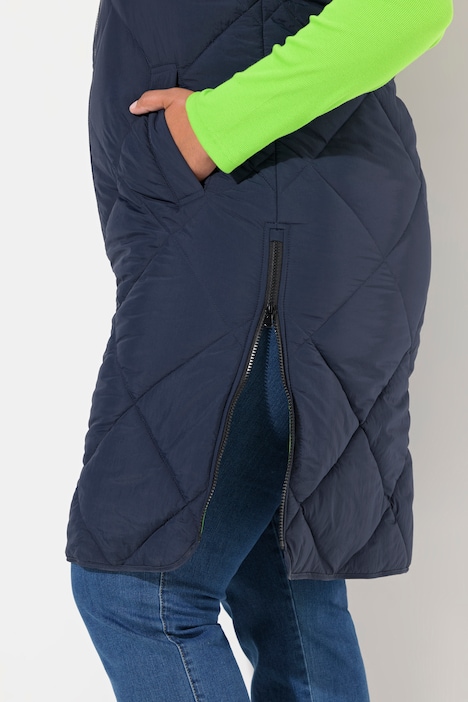 Steppweste, Stehkragen, Kapuze abnehmbar, 2-Wege-Zipper
