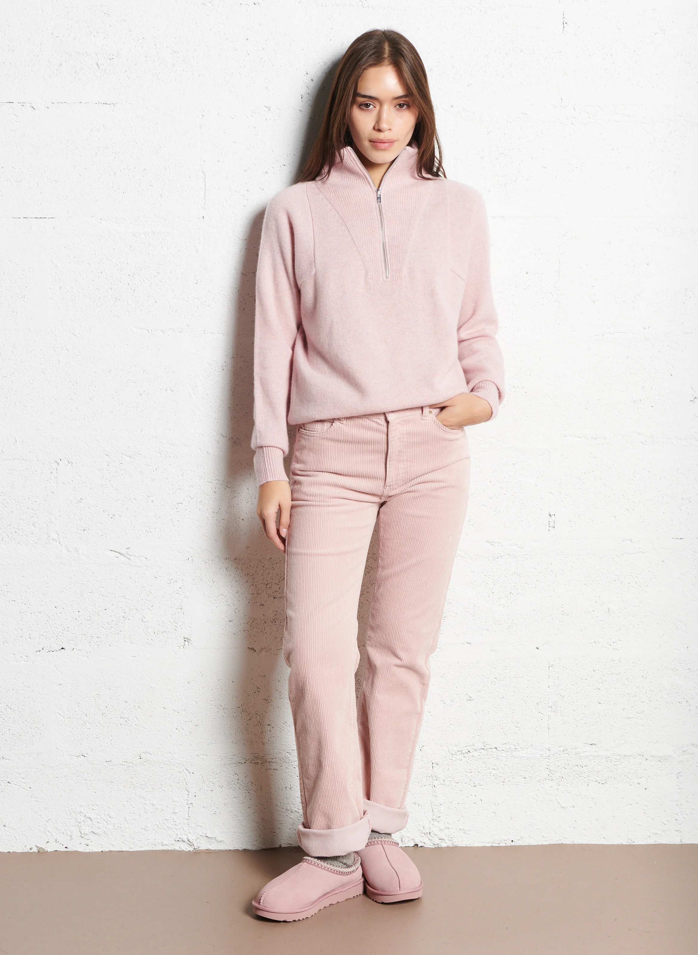 GABY - Pantalon droit en velours côtelé de coton | Violet