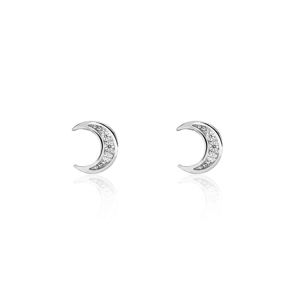 Boucles D'oreilles Puces Argent Blanc Lehrd Oxydes De Zirconium