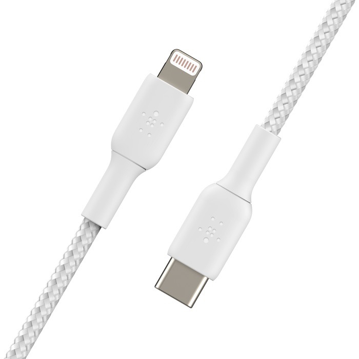 (2m) Boost Charge USB C auf Lightning Ladekabel Nylon Datenkabel (CAA004BT2MWH) - Weiss