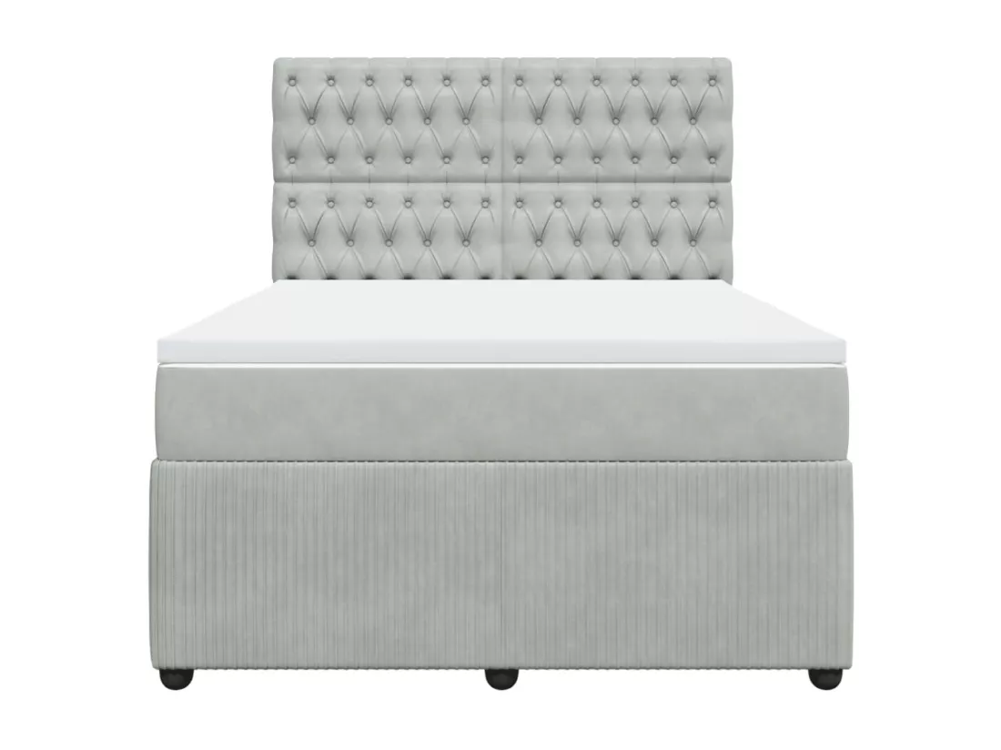 Sommier à lattes de lit et matelas Gris clair 140x190cm Velours