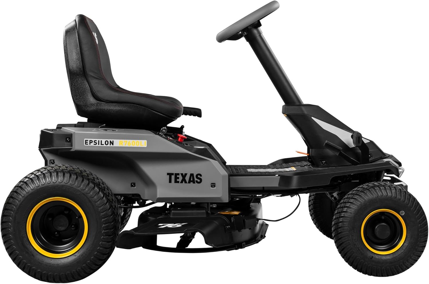 TEXAS Epsilon R7600Li Akku-Rasentraktor 76 cm Schnittbreite, 72V/24Ah, Mulchfunktion, Seitenauswurf, LED-Licht, für Flächen bis 3000 m²