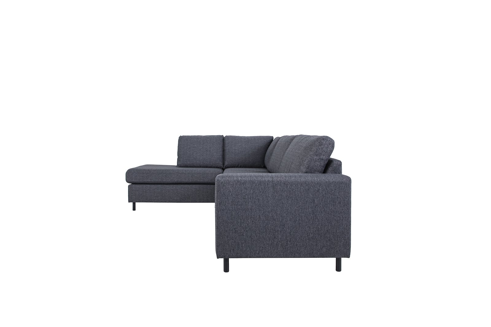 Copenhagen hjørnesofa 3-seter DUO med åpen ende venstre. Tekstil Hygge 97 Antrasitt med sorte ben