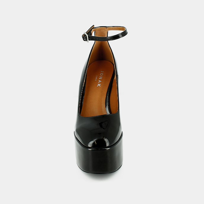 Babies à talons  en matière noir vegan