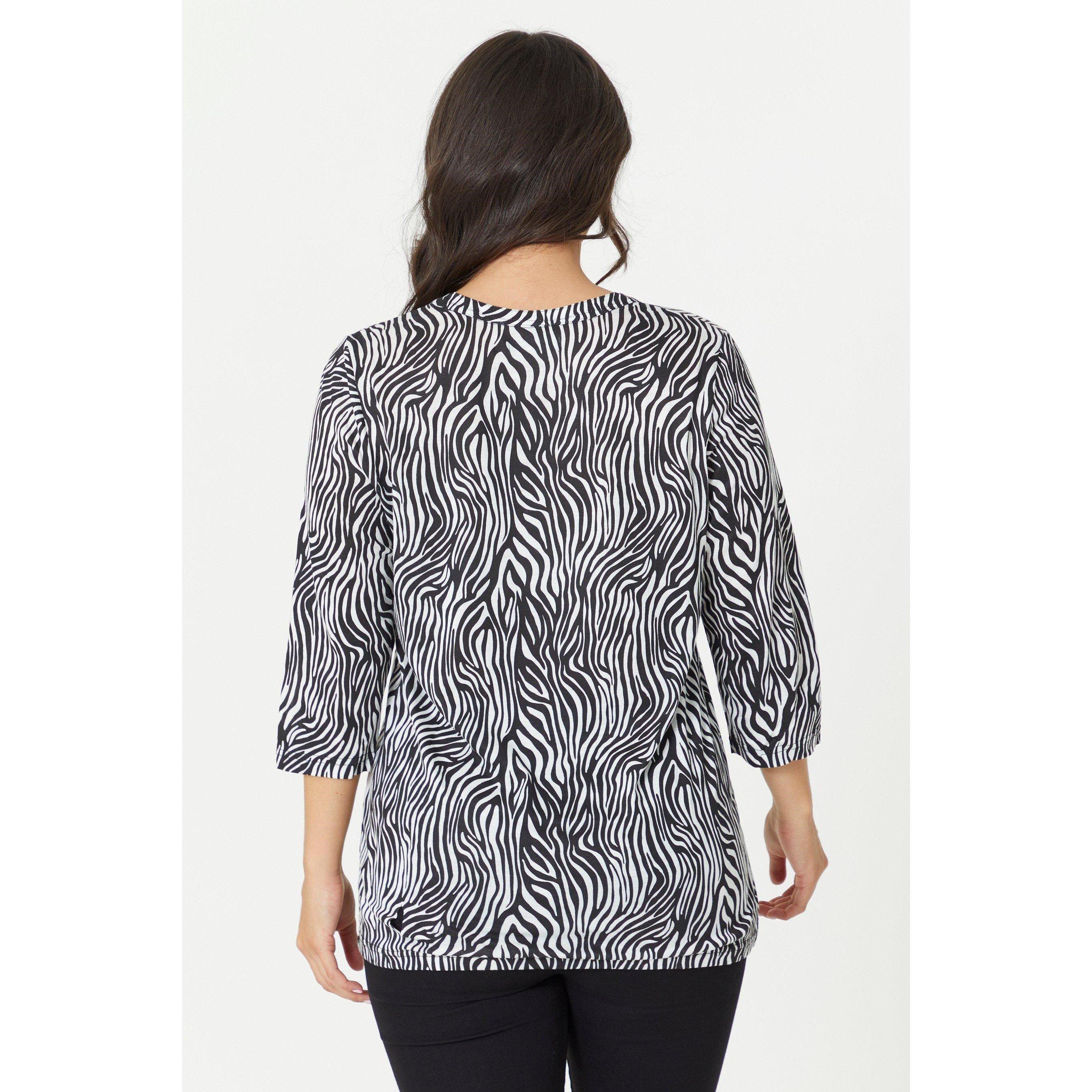 Be You Stuburt Zebra Print Collar Jersey Top