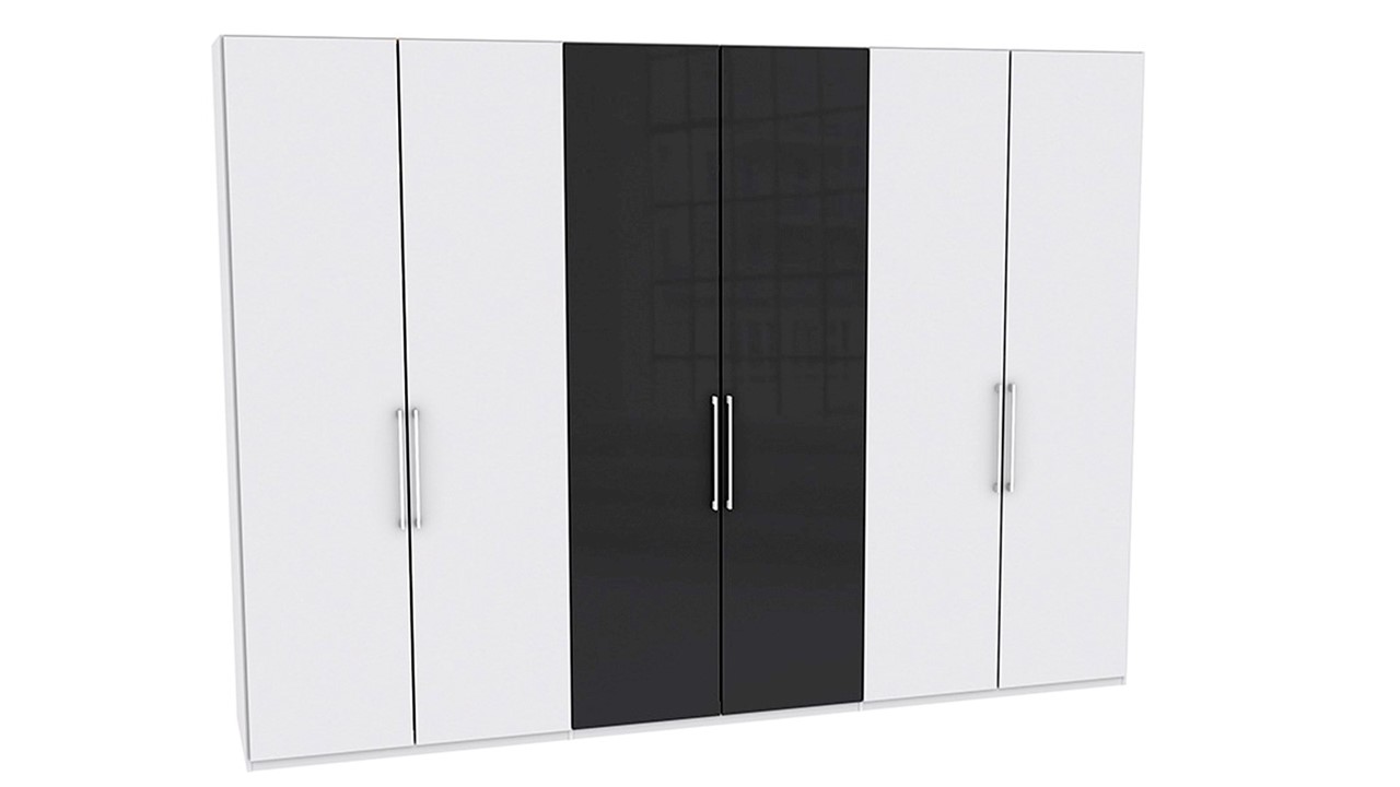 Draaideurkast Motion met glasdeur wit/glas graphit