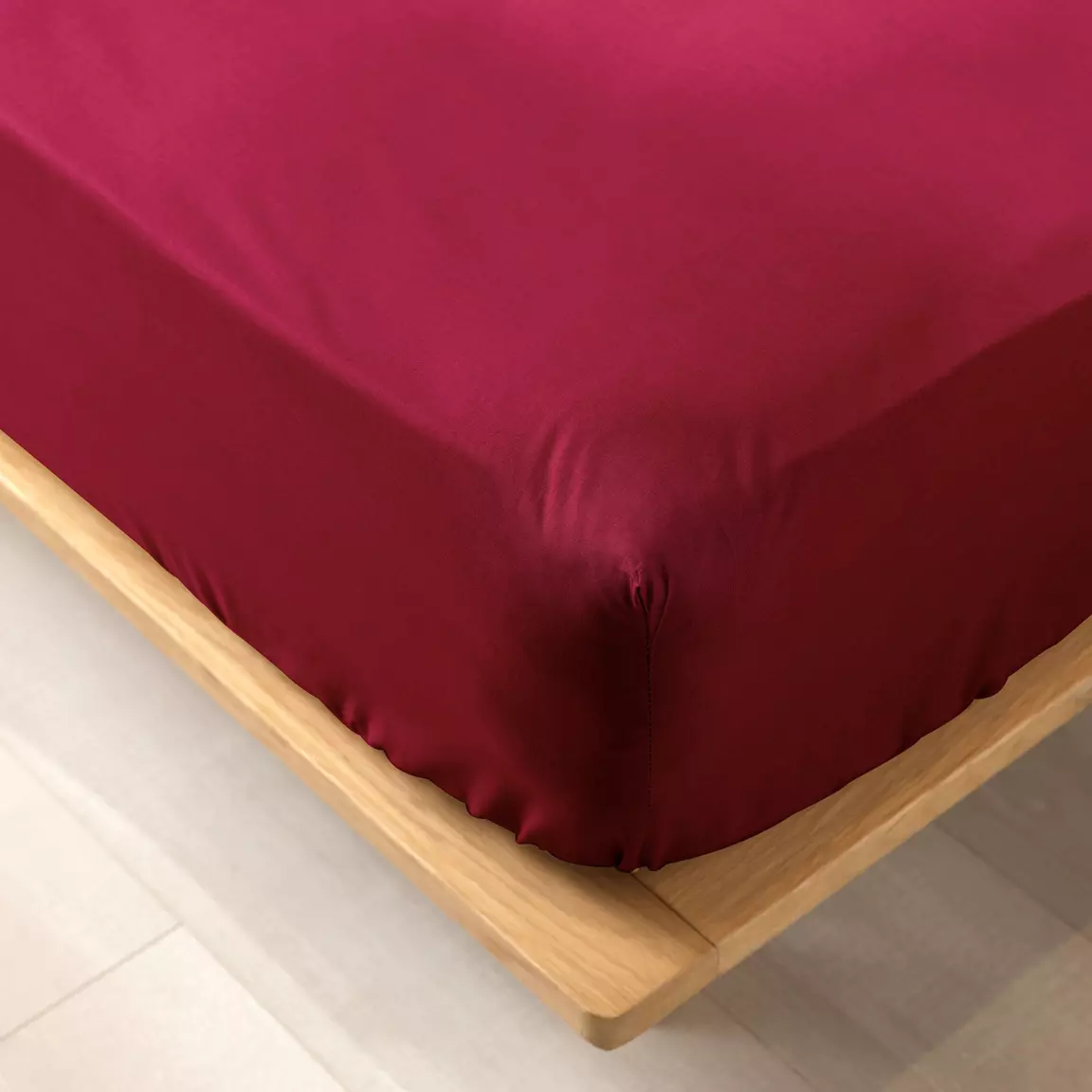 Drap housse coton bio (160 x 200 cm) Biolina Bordeaux
