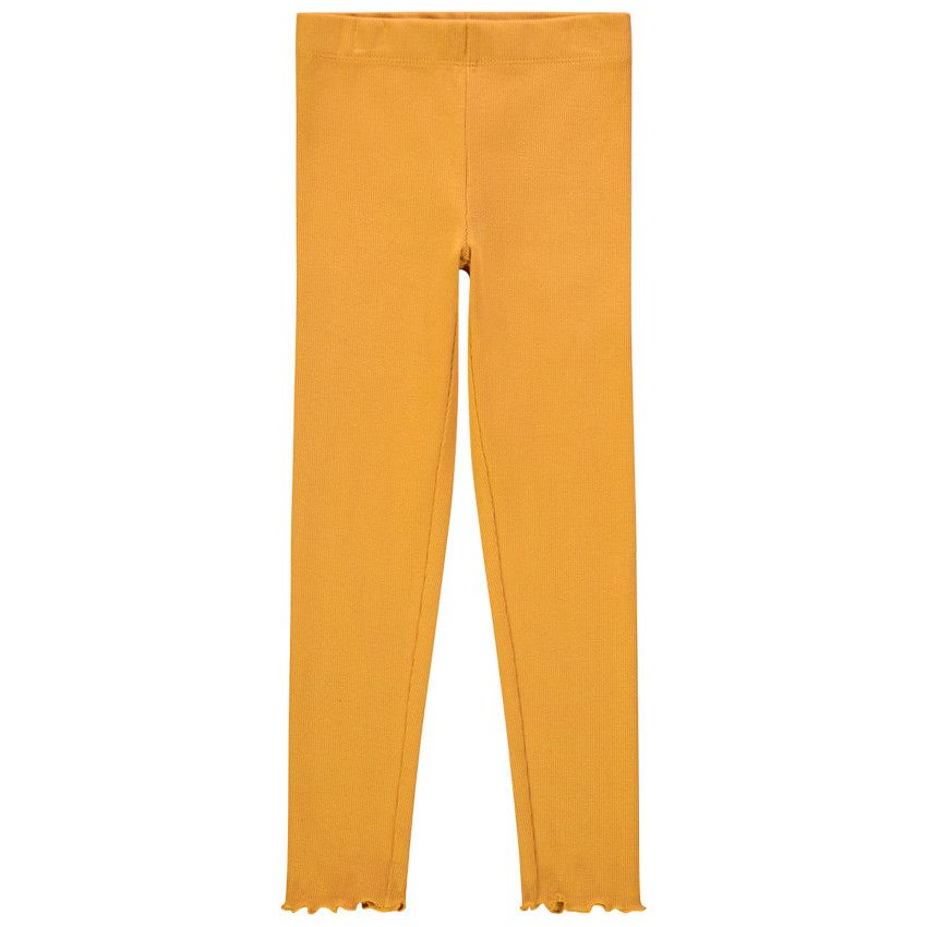 Legging côtelé pour fille à finition ondulée - Moutarde