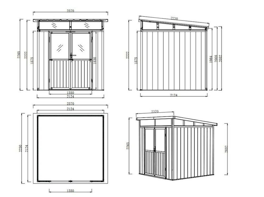 Abri de jardin composite evora gris 4m² - structure en aluminium - bois composite co-extrude - anti-uv - resistant a la corrosion