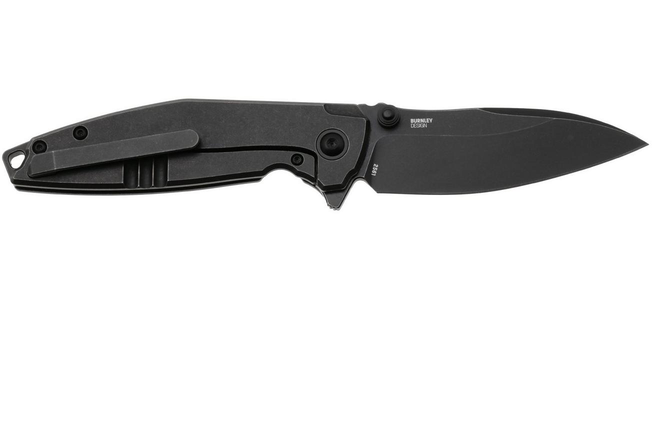 CRKT Ibis 2561 Blackwashed S35VN, Black Stonewashed Titanium, zakmes, Lucas Burnley design
