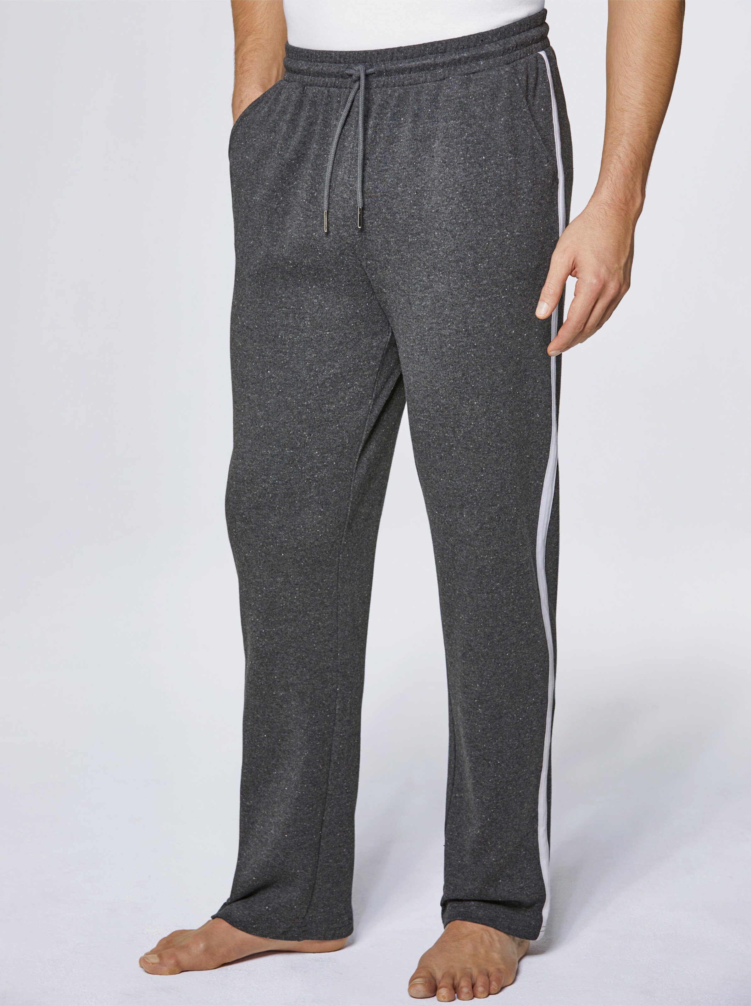 feel good Hosen lang in grau-meliert + marine