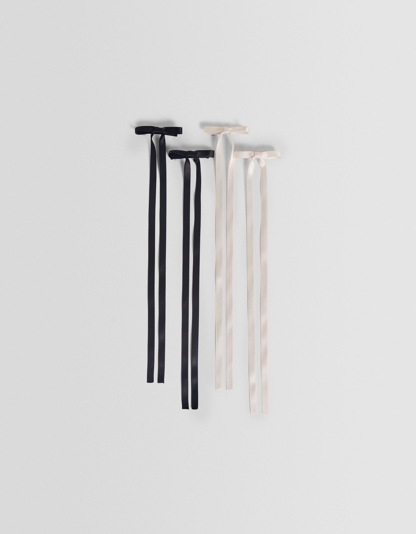 Conjunto de 4 presilhas de cabelo com laço de cetim