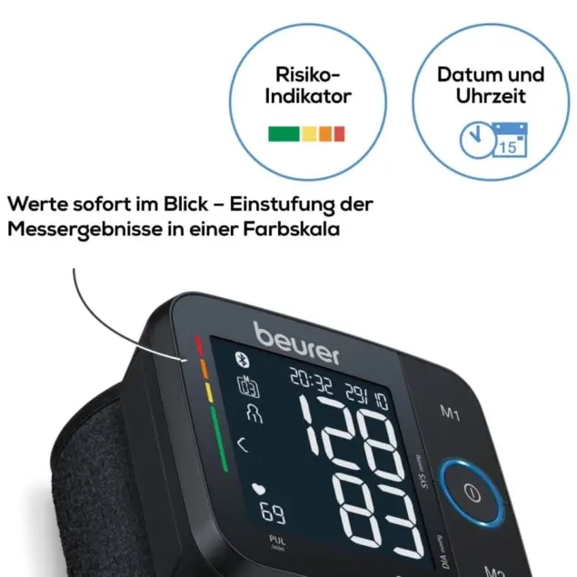 BC 54 Blutdruckmessgerät für das Handgelenk mit Inflation-Technology   App Funktion für iOS / Android (65054) - Schwarz