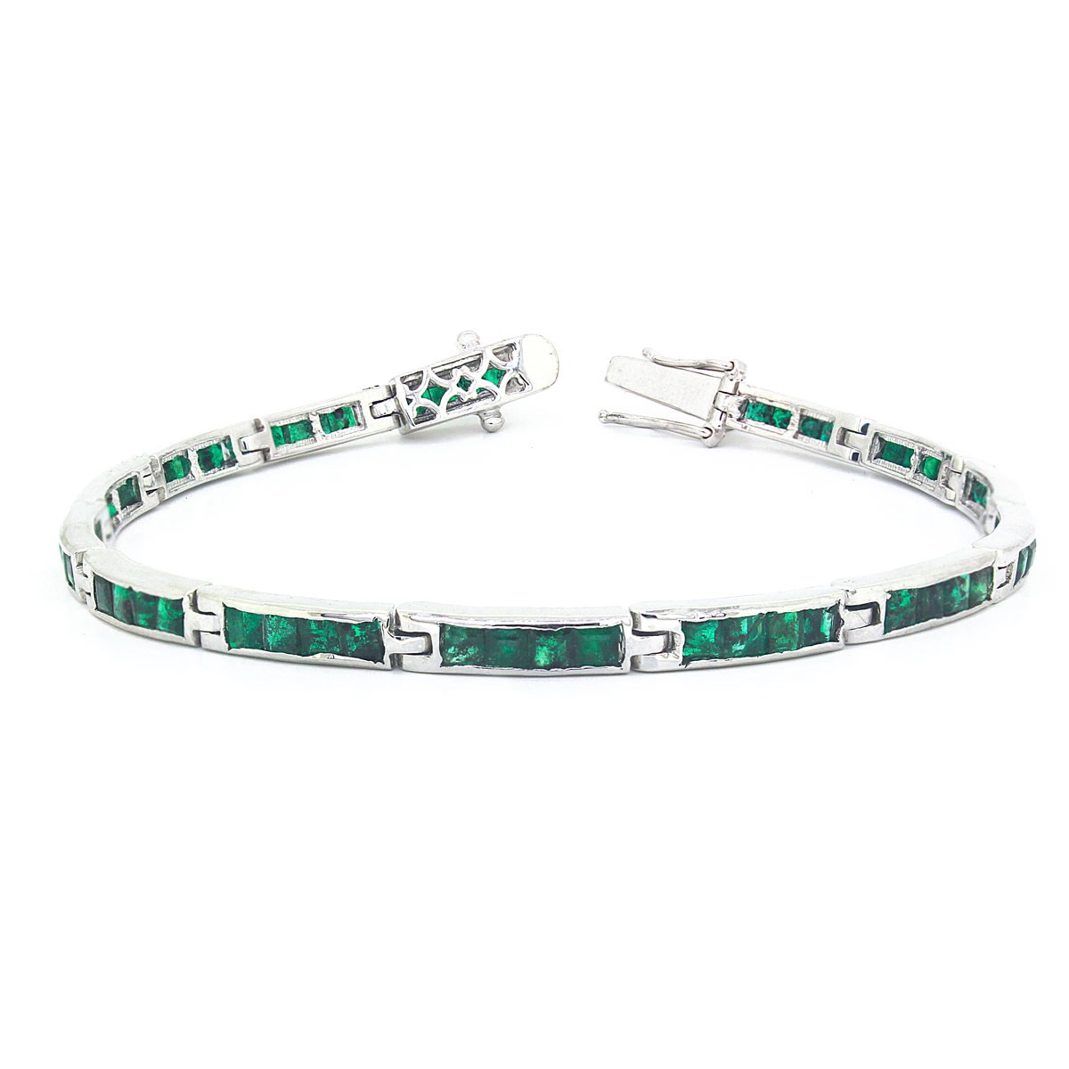Bracelet Carré Emeraude & Argent 925 - Bijoux Aden