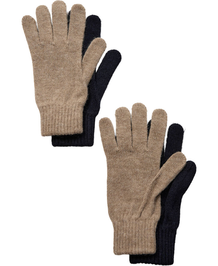 Magasin du Nord Collection 2 pack Knitted Gloves Beige / navy
