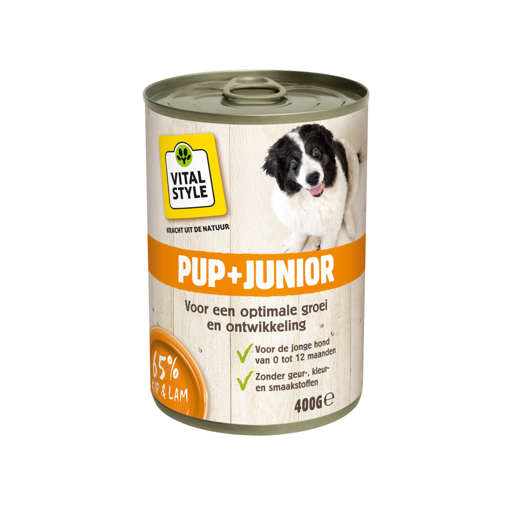 6x VITALstyle Hondenvoer Blik Puppy - Junior400 gr