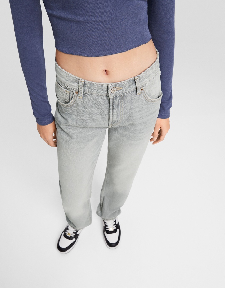 calça jeans de corte reto