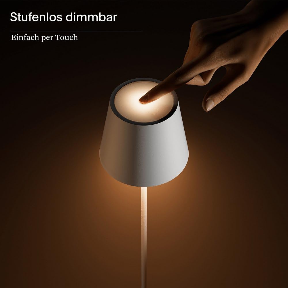 SIGOR Nuindie Stehleuchte - Dimmbare LED Akku-Stehlampe Indoor & Outdoor, IP54 spritzwassergeschützt, Höhe 120 cm, aufladbar mit Easy Connect, 12 h Leuchtdauer, dünenbeige