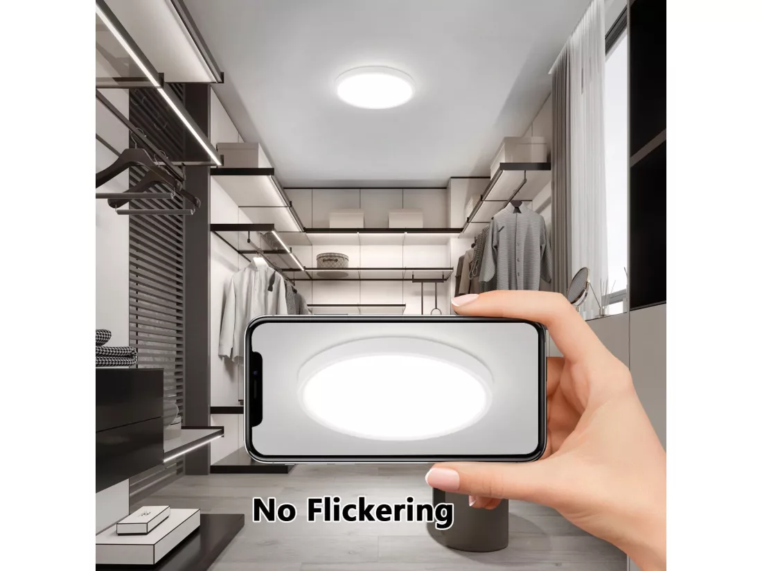 NETTLIFE Panneau LED plafonnier noir éclairage de plafond plat IP44 résistant aux éclaboussures blanc froid 15W