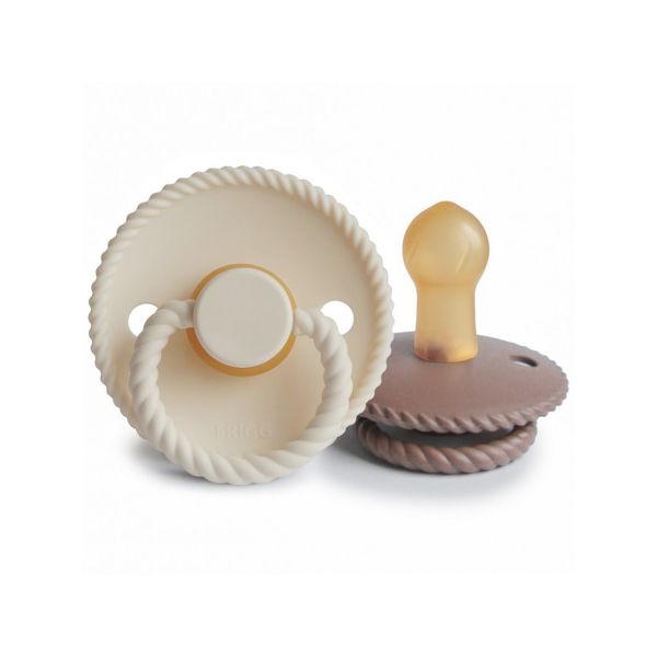 Frigg Fopspeen Rope Cream/Sepia T1 0-6mnd (2 stuks)