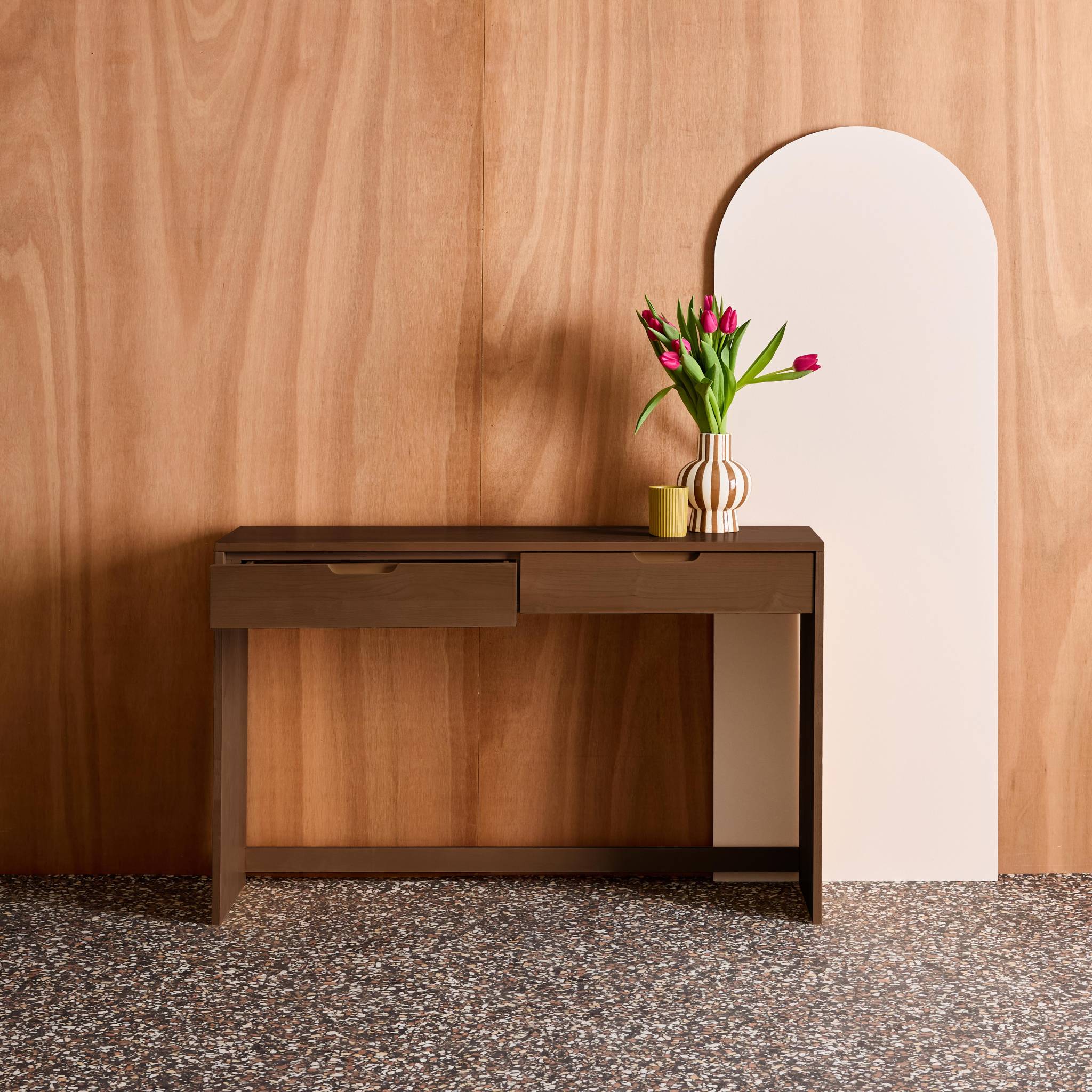 sweeek - Sidetable houtdecor 2 lades 120cm