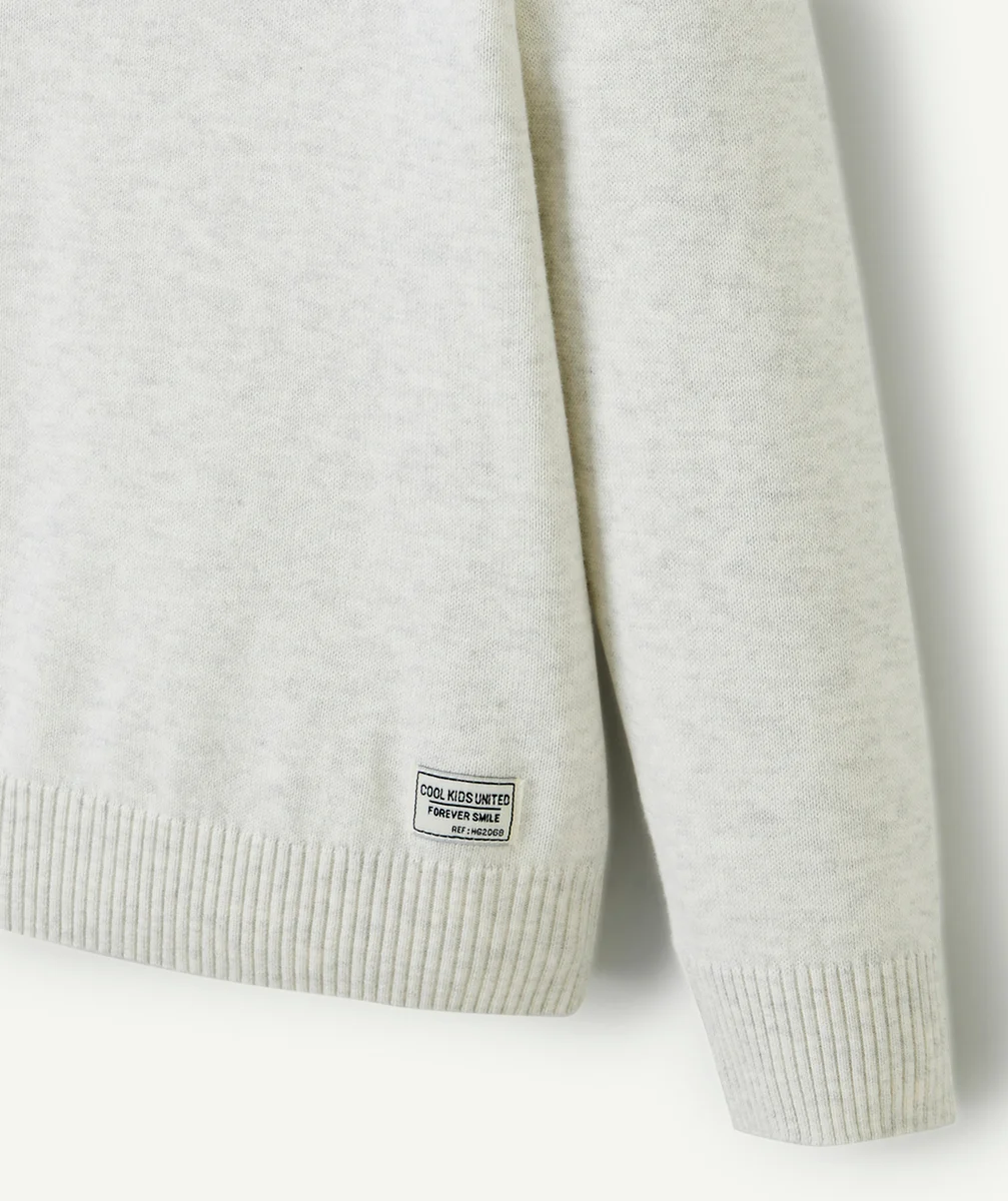 PULL MANCHES LONGUES GARÇON GRIS CHINÉ