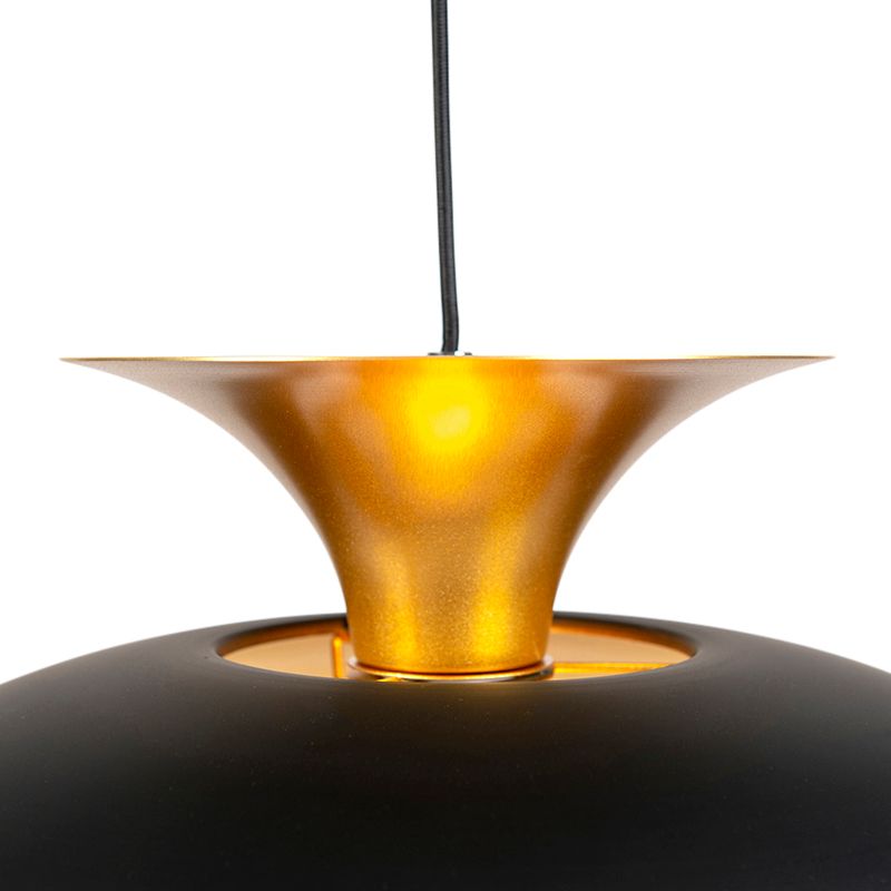 Moderne ronde hanglamp zwart met goud 3-laags - Titus