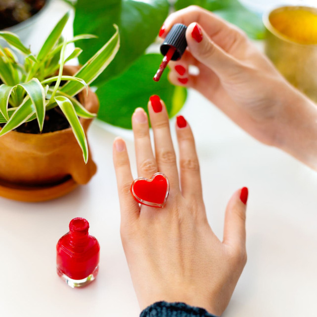 Bague en verre soufflé - Coeur Medium Milk