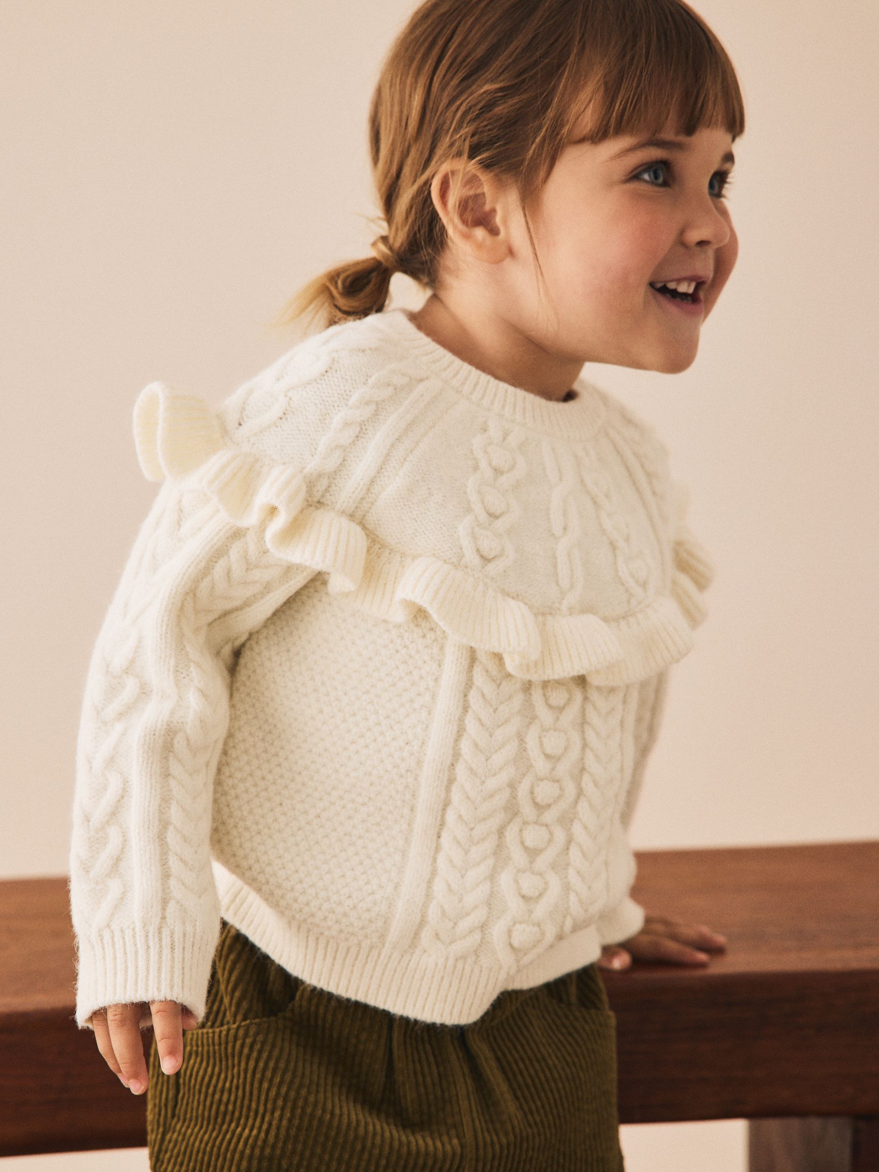 Ecru - Cable Knitted Jumper (3mths-7yrs)