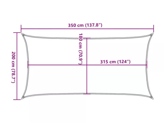 Voile d'ombrage 160 g/m² rectangulaire vert clair 2x3,5 m PEHD