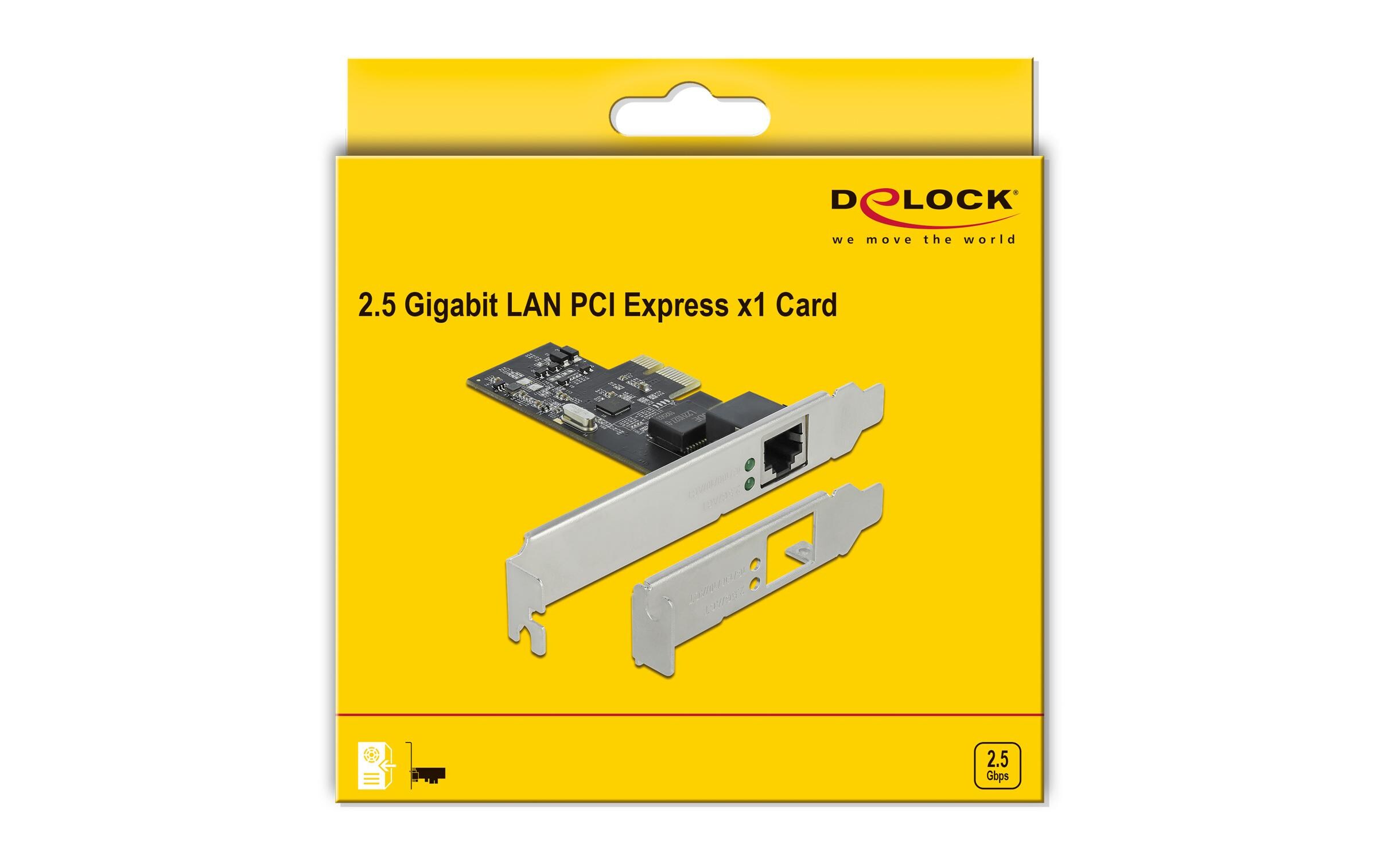 Netzwerkkarte 1x 2.5Gbps LAN, RTL8125B PCI-Express x1Delock PCI Express x1 Karte 1 x RJ45 2.5 Gigabit LAN RTL8125
