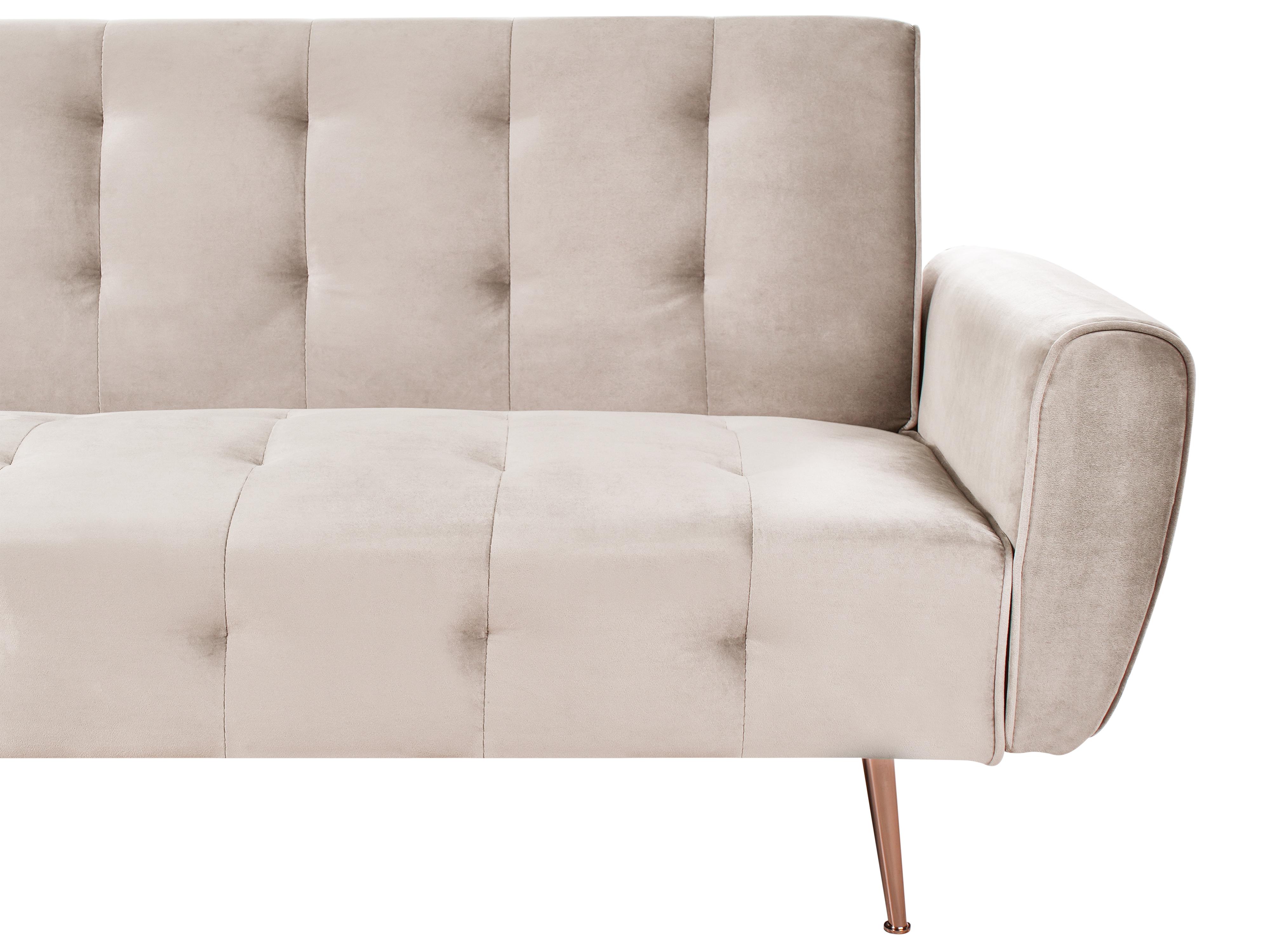 Slaapbank 3-zits SELNES Fluweel Lichtbeige