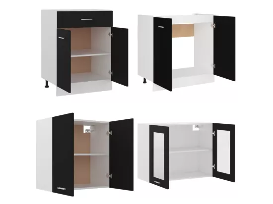 Ensemble de meubles de cuisine 4 pcs Noir Aggloméré