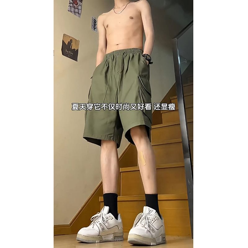 Giuliana - Effen cargoshorts met trekkoordtaille