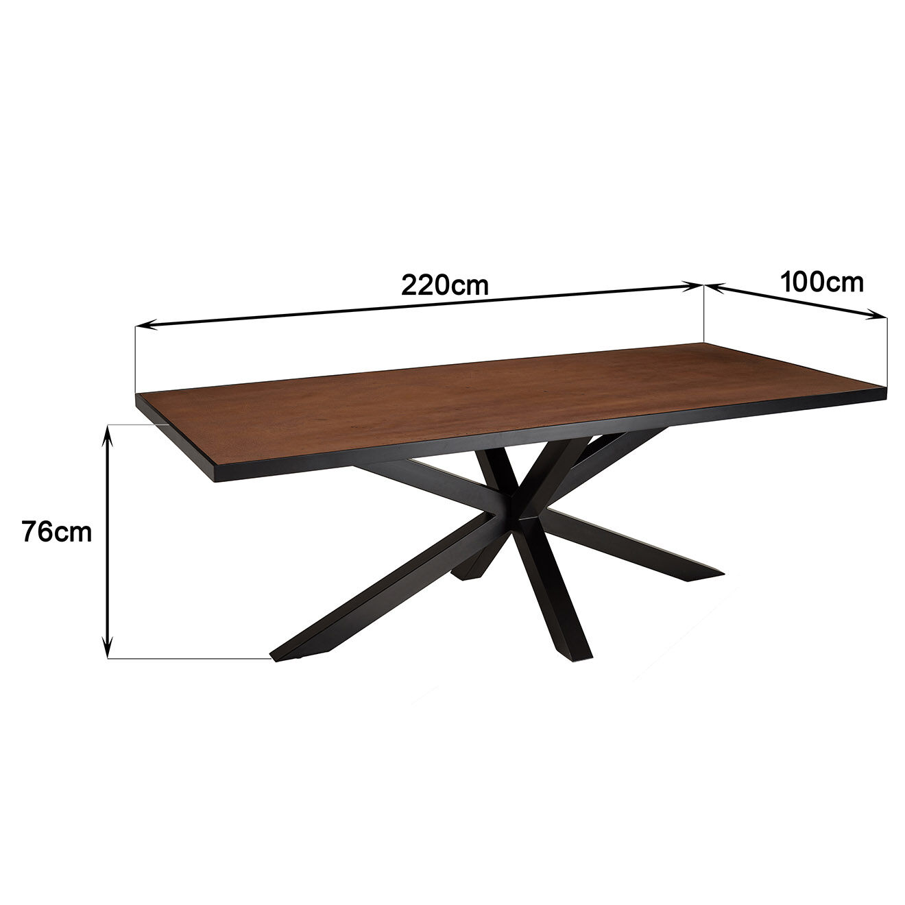 Macabane Table à manger effet pierre Basile bois/noir - 220x110x76 cm