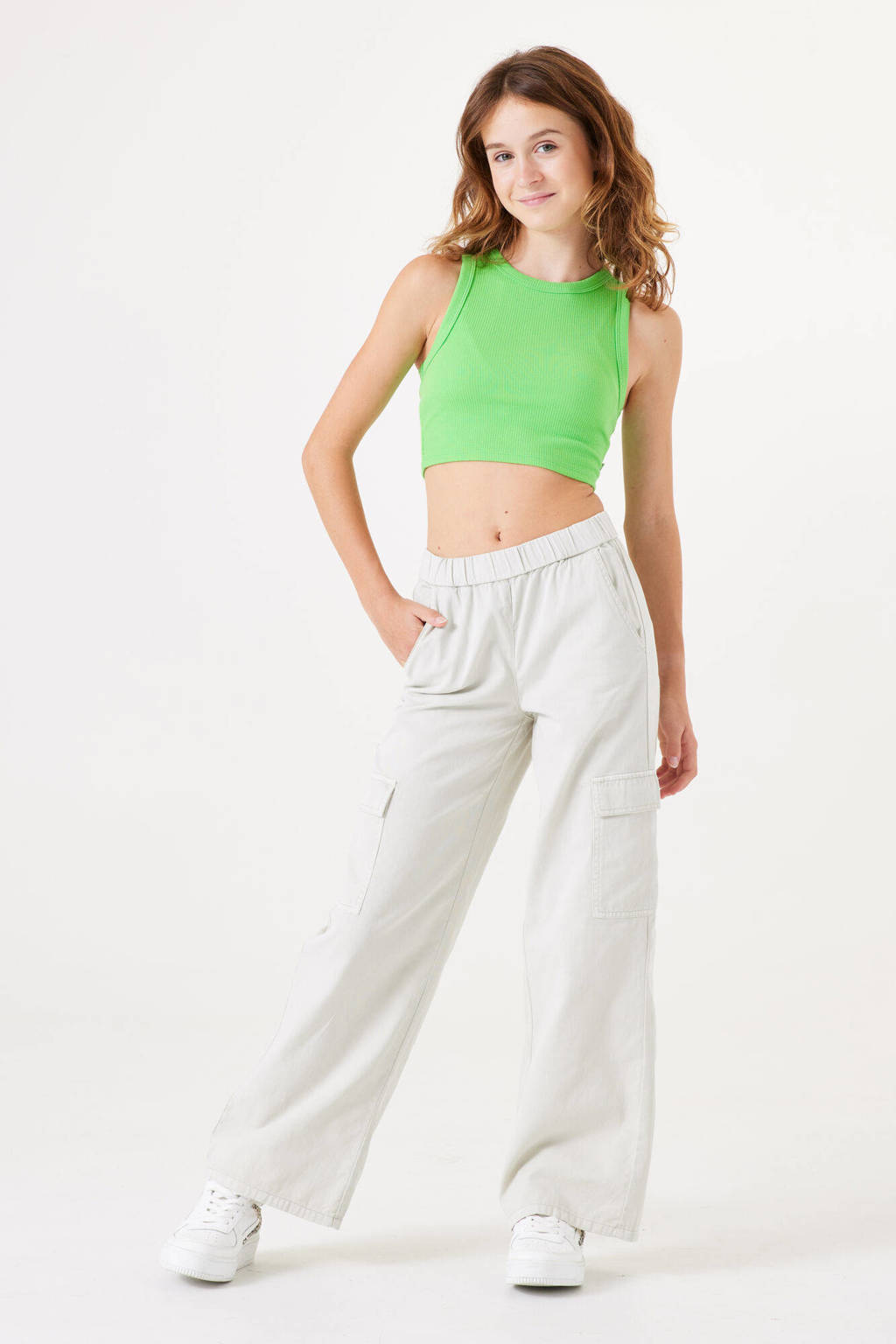 Garcia low waist loose fit cargobroek ecru