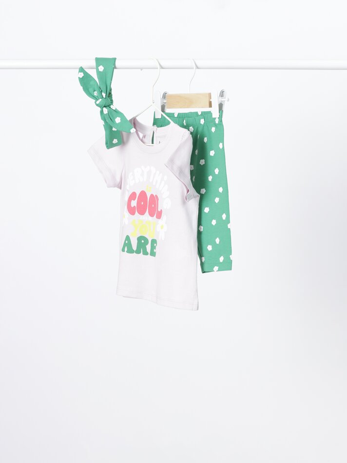 Conjunto de camiseta e legging estampadas de duas peças - Verde Sala de Operações