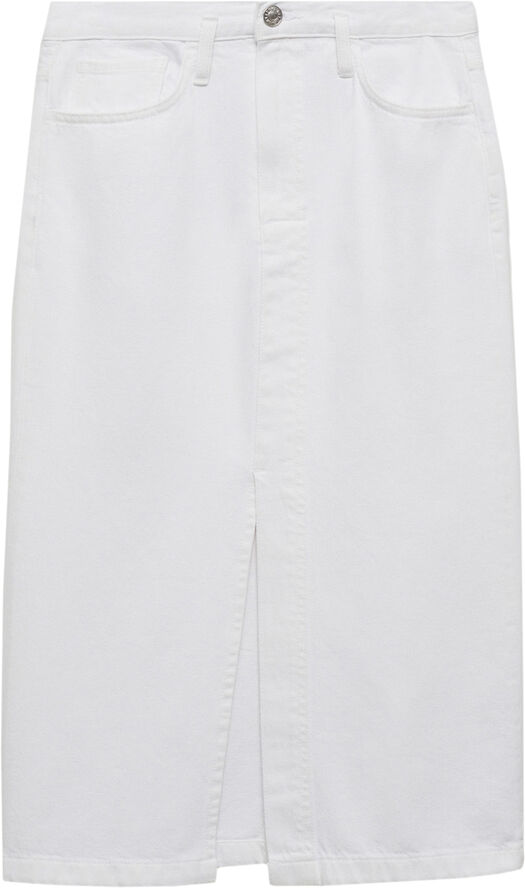 MANGO Slit denim skirt White