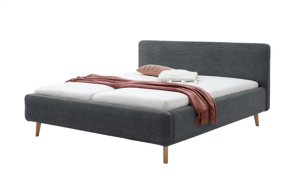Polsterbettgestell Mattis Anthrazit Cordstoff 140 cm ohne Bettkasten