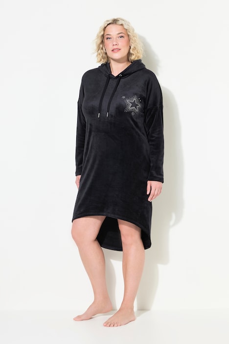 Loungewear-Nickikleid, Kapuze, Langarm, recycelt