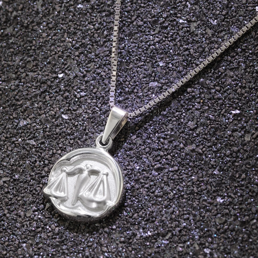 trendor Waage Sternzeichen mit Halskette 925 Silber Ø 15 mm silver