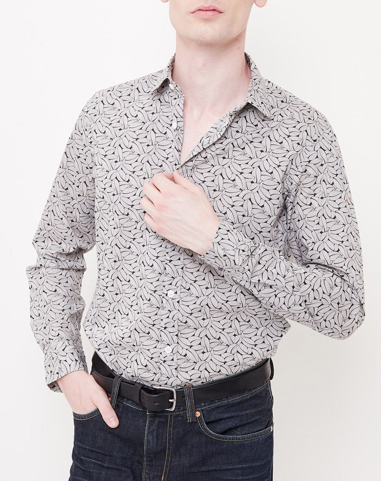 Hartford Chemise Slim Sammy imprimée blanc/noir