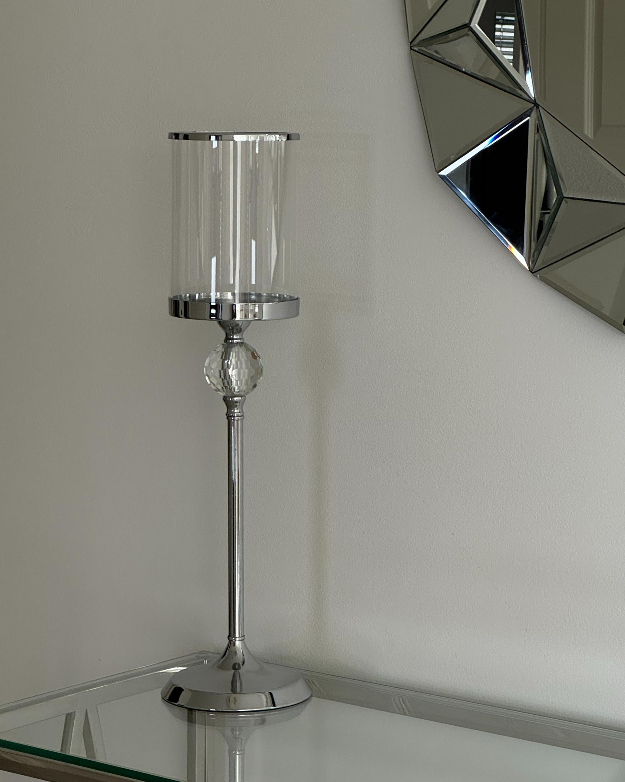 Kaarshouder COTUI Glas 58 cm Zilver
