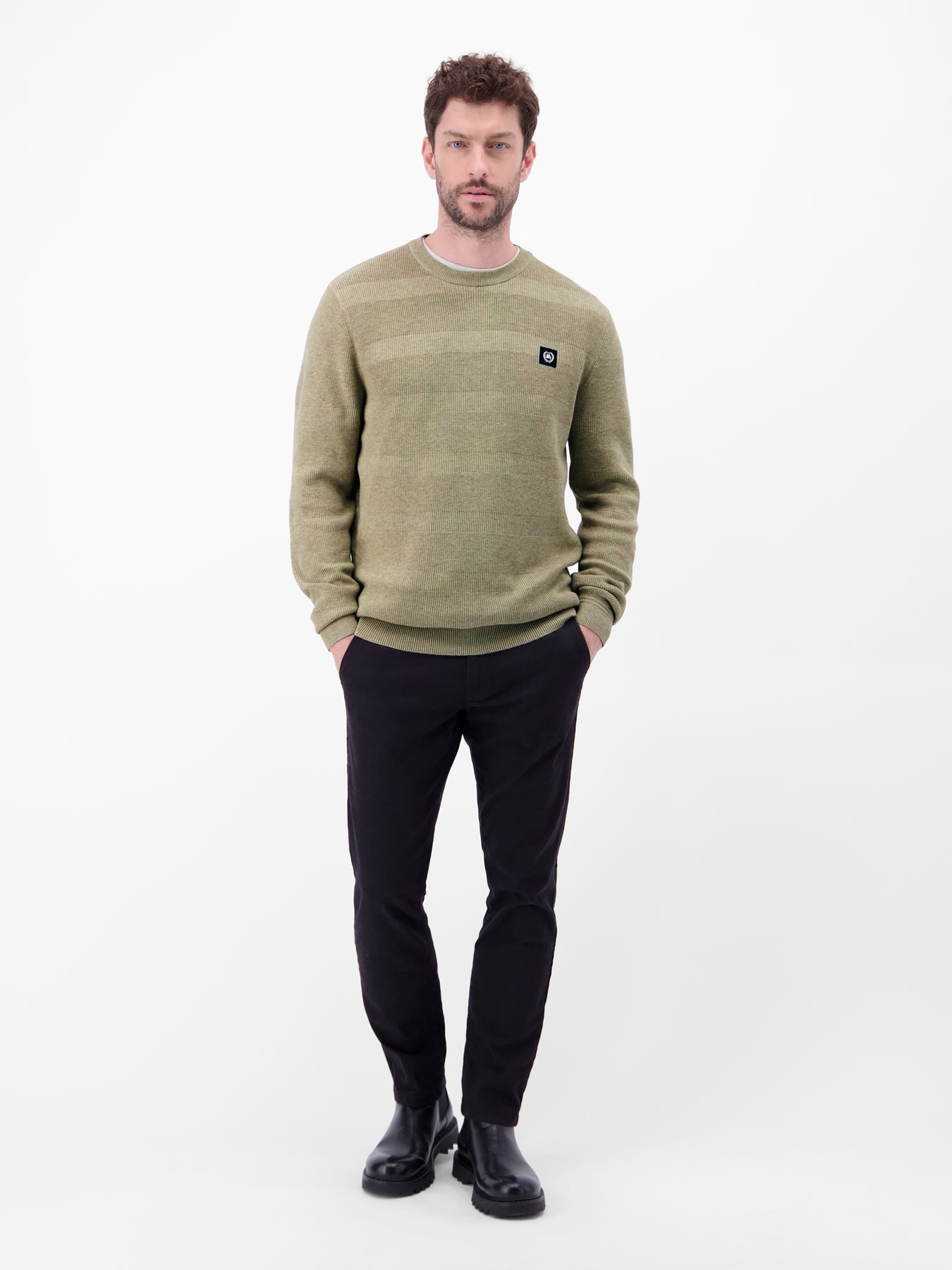 Strickpullover für Herren, tonal gestreift