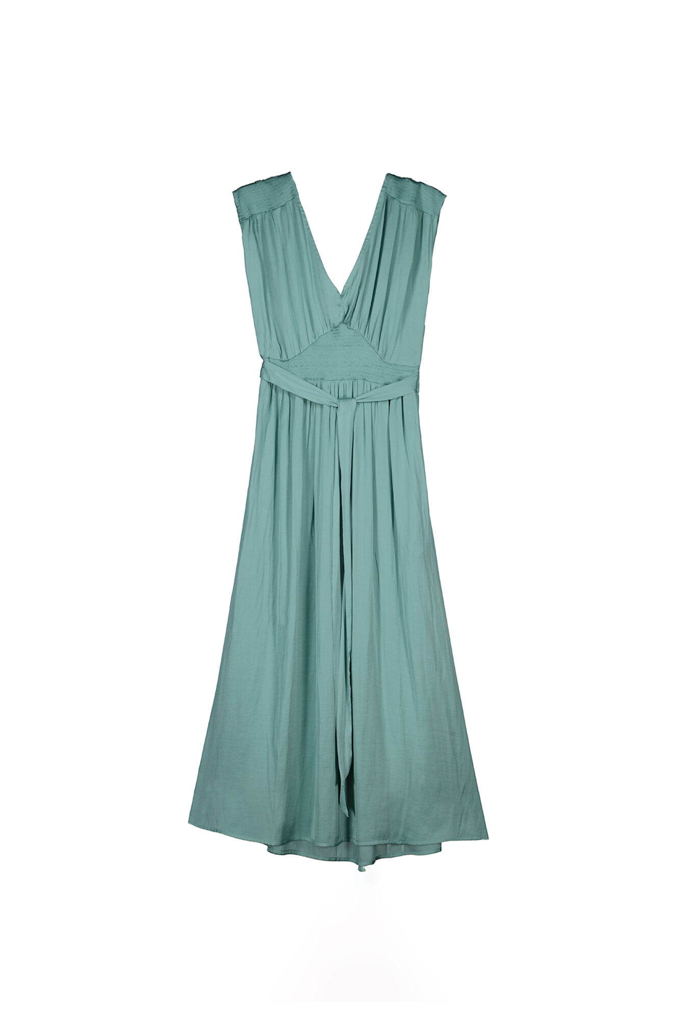 Carmela. Vestido midi de cetim - Azul