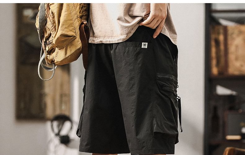 Nataro - Mid Rise Plain Cargo Shorts