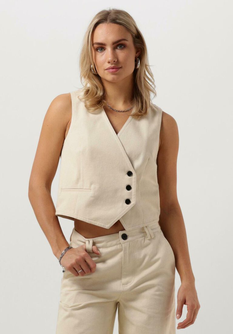 CO\\'COUTURE beige co'couture gilet aries asym denim vest