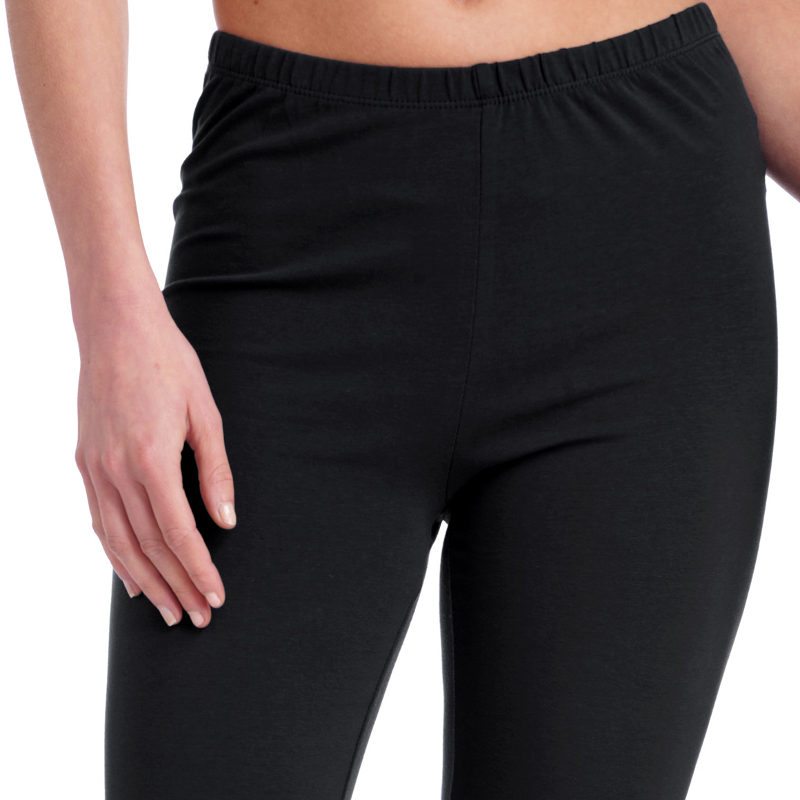 Famy 2 Damen 3/4-Leggings unifarben schwarz